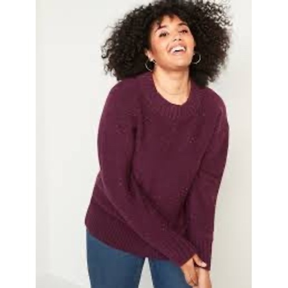 Old Navy Burgundy Speckled Knit Crewneck Sweater Size L